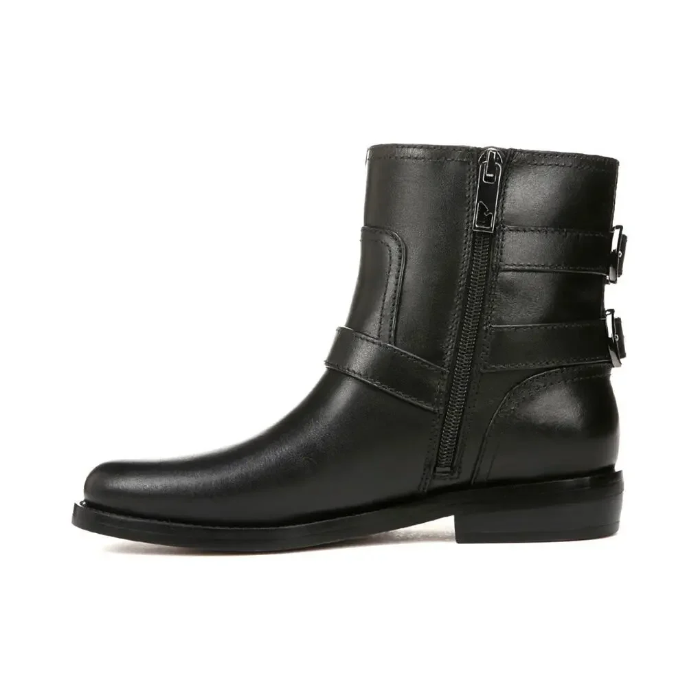 Franco Sarto Prina Women Moto Boot Size 7.5 Black Leather Biker Short Bootie New